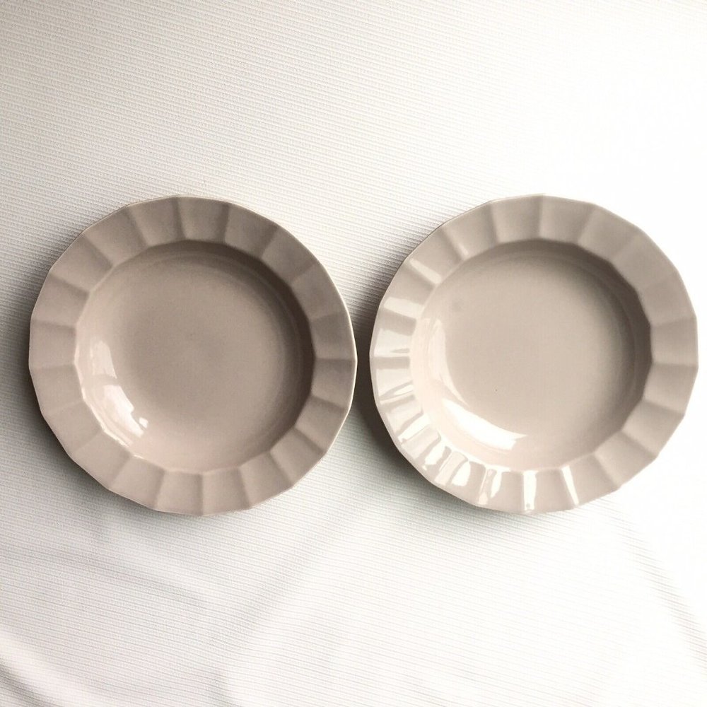 Mikasa Country English Bowls Oxford Grey Gray Soup Cereal Japan 8.5" Set of 2